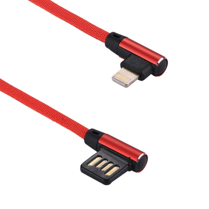 Câble de synchronisation et de charge USB vers 8 broches à double coude, tressé en nylon, sortie 2,4A, 1m, coloris : rouge 8 broches, bleu foncé 8 broches, bleu 8 broches, noir 8 broches, café 8 broches.