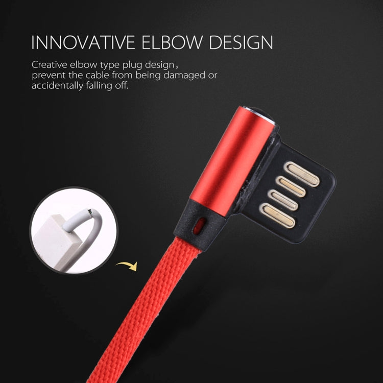 Câble de synchronisation et de charge USB vers 8 broches à double coude, tressé en nylon, sortie 2,4A, 1m, coloris : rouge 8 broches, bleu foncé 8 broches, bleu 8 broches, noir 8 broches, café 8 broches.