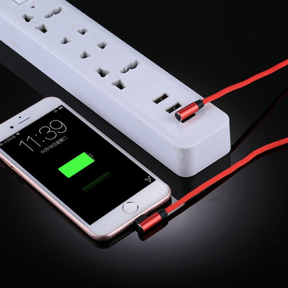 Câble de synchronisation et de charge USB vers 8 broches à double coude, tressé en nylon, sortie 2,4A, 1m, coloris : rouge 8 broches, bleu foncé 8 broches, bleu 8 broches, noir 8 broches, café 8 broches.