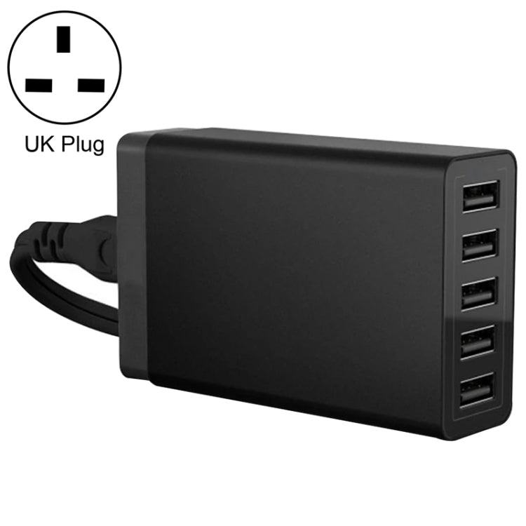 XBX09 40W 5V 8A 5 USB-Anschlüsse Schnellladegerät Reise-Ladegerät, UK Stecker (Schwarz), XBX09, 8A
