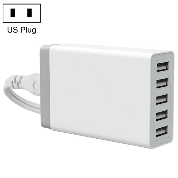 XBX09 40W 5V 8A 5 USB-Anschlüsse Schnellladegerät Reise-Ladegerät, UK Stecker (Schwarz), XBX09, 8A