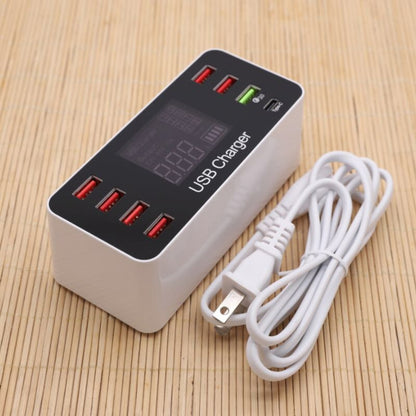 A9+ Multi-function AC 100V~240V 8 Ports USB Digital Display LCD Detachable Charging Station Smart Charger,Support QC3.0, A9+
