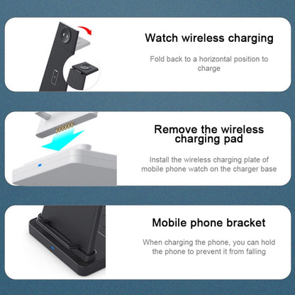 HQ-UD21 3 in 1 Folding Mobile Phone Watch Multi-Function Charging Stand Wireless Charger for iPhones & Apple Watch & Airpods, HQ-UD21