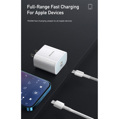 awei PD5 PD 20W Fast Charging Travel Charger Power Adapter with Type-C / USB-C to 8 Pin Cable, US Plug