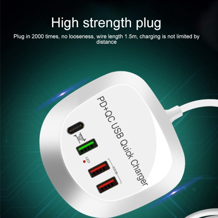 WLX-T3P 4 In 1 PD + QC Multi-function Smart Fast Charging USB Charger, WLX-T3P EU Plug, WLX-T3P UK Plug, WLX-T3P US Plug, WLX-T3P AU Plug
