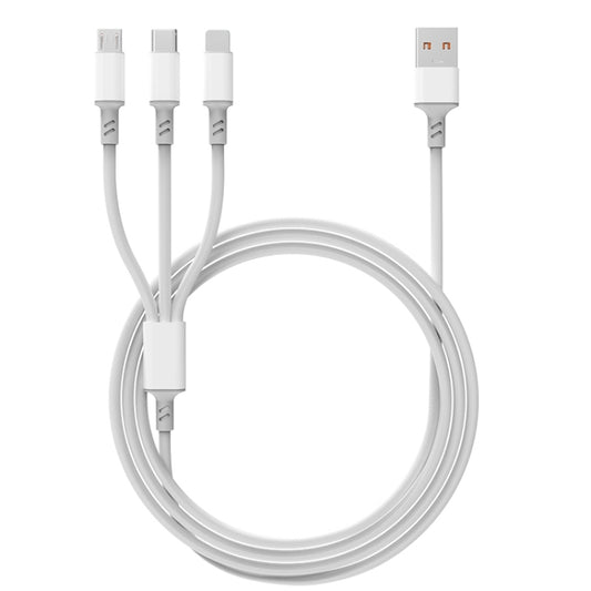 3A 3 in 1 USB to Type-C / 8 Pin / Micro USB Fast Charging Cable, Cable Length: 1.2m, White