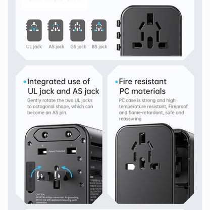 ROCK T62 35.5W Global Travel Multifunctional Plug PD Charger Power Adapter, T62