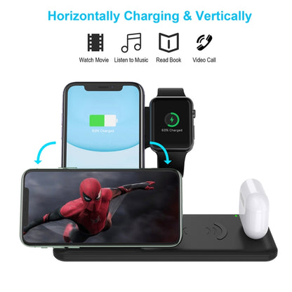 Q20 4 In 1 Wireless Charger Charging Holder Stand Station with Adapter For iPhone / Apple Watch / AirPods, Support Dual Phones Charging, Wireless Charger with Adapter
