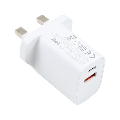 E087 20W USB-C / Type-C + USB Ports Fast Charging Travel Charger, UK Plug, UK Plug