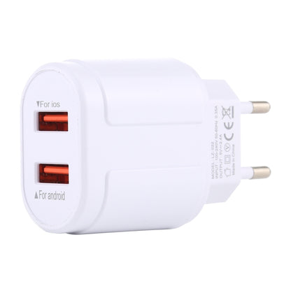 LZ-022 5V 2.4A Dual USB Ports Travel Charger, EU Plug