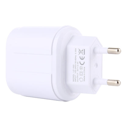 LZ-022 5V 2.4A Dual USB Ports Travel Charger, EU Plug