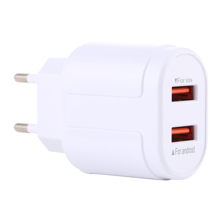 LZ-022 5V 2.4A Dual USB Ports Travel Charger, EU Plug