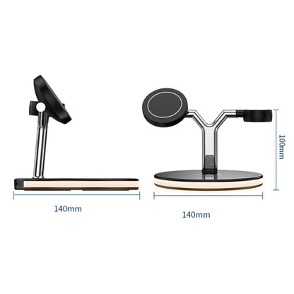 3 in 1 25W Multi-function Magnetic Wireless Charger for Mobile Phones & Apple Watches & AirPods , with Colorful LED Light
