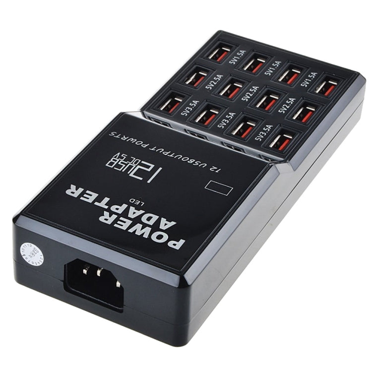W-858 12A 12 Ports USB Fast Charging Dock Desktop Smart Charger AC100-240V, EU Plug