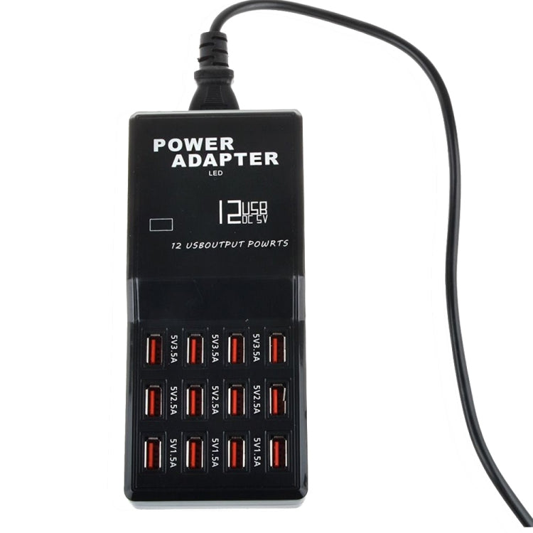 W-858 12A 12 Ports USB Fast Charging Dock Desktop Smart Charger AC100-240V, EU Plug