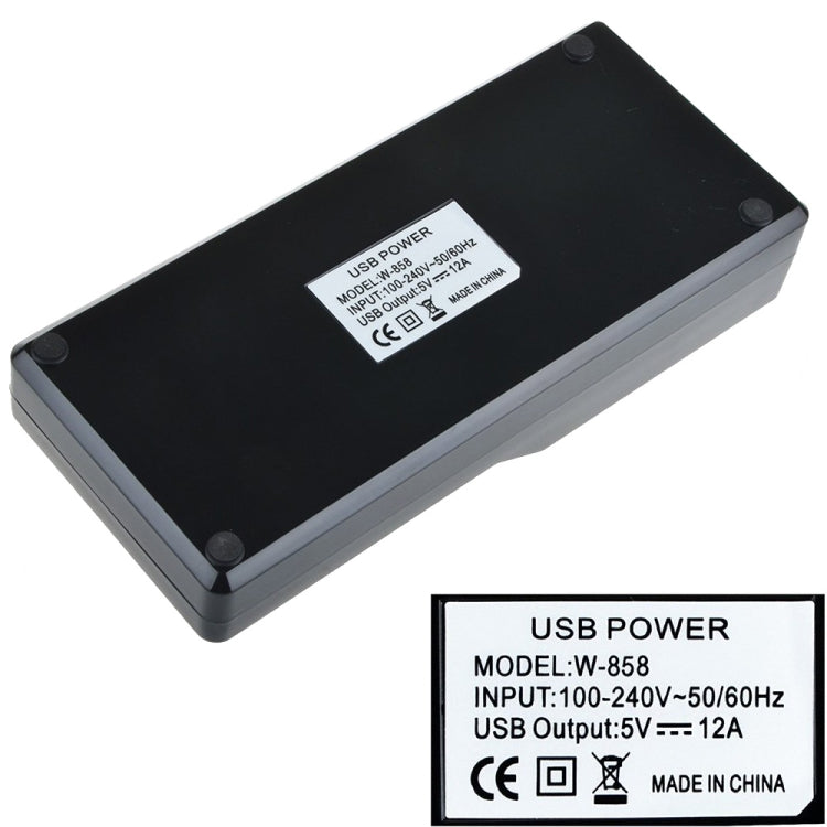 W-858 12A 12 Ports USB Fast Charging Dock Desktop Smart Charger AC100-240V, EU Plug