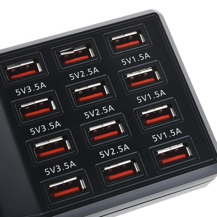 W-858 12A 12 Ports USB Fast Charging Dock Desktop Smart Charger AC100-240V, EU Plug