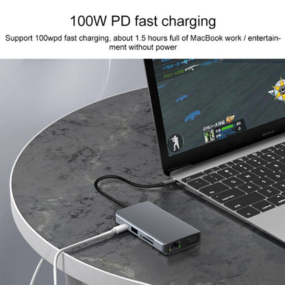 Adaptateur de HUB 9 en 1 Type-C vers RJ45 + PD 100W + SD/TF + USBx2 + HDMI + VGA + AUX 3,5mm, 9 en 1