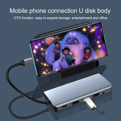 12 in 1 RJ45 + 100W PD + SD/TF + USB3.0x5+ HDMI + VGA + 3.5mm AUX to Type-C HUB Adapter, 12 in 1