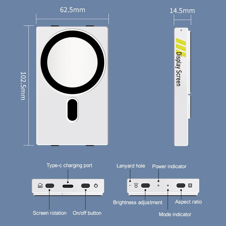 YELANGU TP01 Mobile Phone Selfie Wireless Same Screen Player Smartphone Magnetic Rear Selfie Monitor Screen