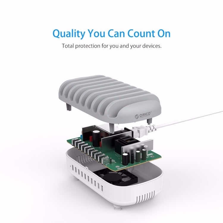 Station de recharge intelligente ORICO DUK-10P 120W 10 ports USB avec support pour téléphone et tablette, prise EU, prise EU (noir), prise EU (blanc), prise US (noir), prise US (blanc), prise UK (noir), prise UK (blanc), prise AU (noir), prise AU (blanc)