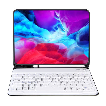 X-11B Skin Plain Texture Detachable Bluetooth Keyboard Tablet Case for iPad Pro 11 inch 2020 / 2018, with Pen Slot, White Keyboard