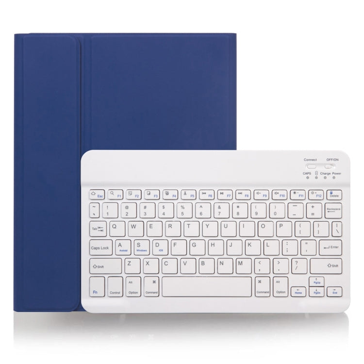 X-11B Skin Plain Texture Detachable Bluetooth Keyboard Tablet Case for iPad Pro 11 inch 2020 / 2018, with Pen Slot, White Keyboard