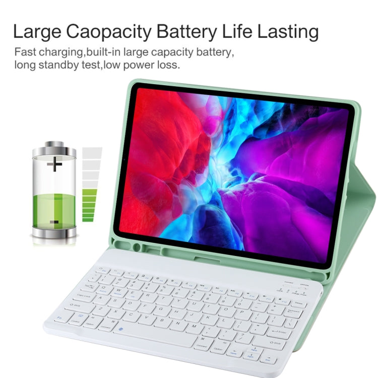 TG11B Detachable Bluetooth White Keyboard + Microfiber Leather Tablet Case for iPad Pro 11 inch (2020), with Pen Slot & Holder, White Keyboard