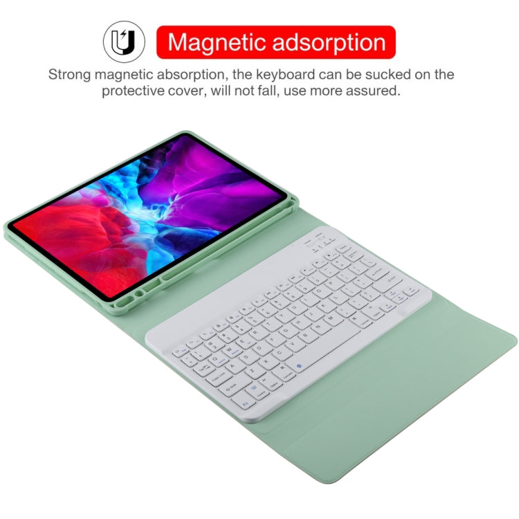 TG11B Detachable Bluetooth White Keyboard + Microfiber Leather Tablet Case for iPad Pro 11 inch (2020), with Pen Slot & Holder, White Keyboard