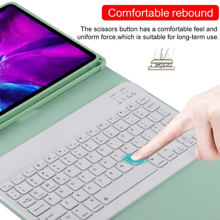 TG11B Detachable Bluetooth White Keyboard + Microfiber Leather Tablet Case for iPad Pro 11 inch (2020), with Pen Slot & Holder, White Keyboard