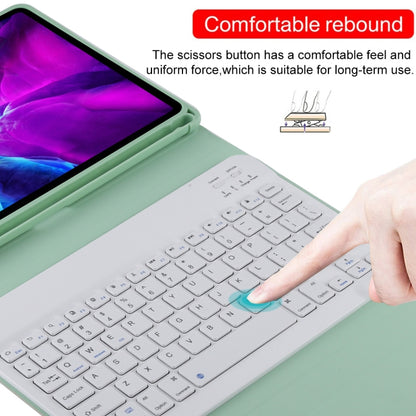 TG11B Detachable Bluetooth White Keyboard + Microfiber Leather Tablet Case for iPad Pro 11 inch (2020), with Pen Slot & Holder, White Keyboard