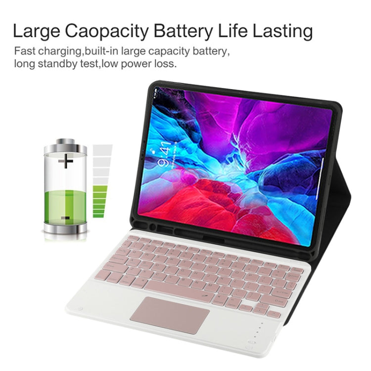 TG11BC Detachable Bluetooth Pink Keyboard Microfiber Leather Tablet Case for iPad Pro 11 inch (2020), with Touchpad & Pen Slot & Holder, Pink Keyboard