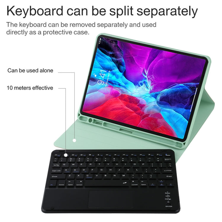 TG11BC Detachable Bluetooth Black Keyboard Microfiber Leather Tablet Case for iPad Pro 11 inch (2020), with Touchpad & Pen Slot & Holder, Black Keyboard