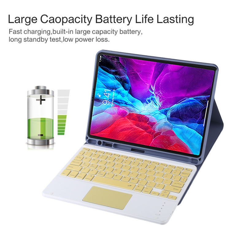 TG11BC Detachable Bluetooth Yellow Keyboard Microfiber Leather Tablet Case for iPad Pro 11 inch (2020), with Touchpad & Pen Slot & Holder, Yellow Keyboard