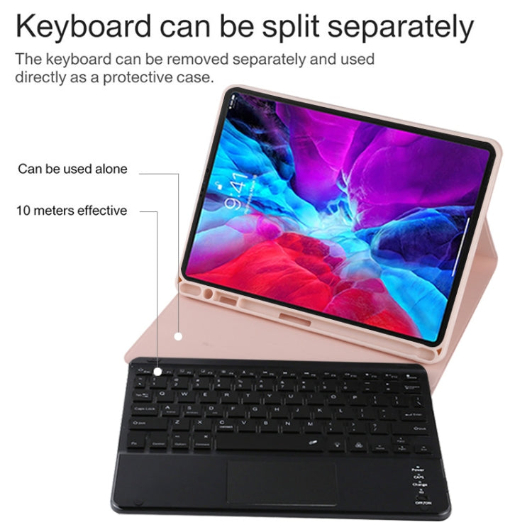 TG11BCS Detachable Bluetooth Black Keyboard Microfiber Leather Tablet Case for iPad Pro 11 inch (2020), with Backlight & Touchpad & Pen Slot & Holder, Black Keyboard
