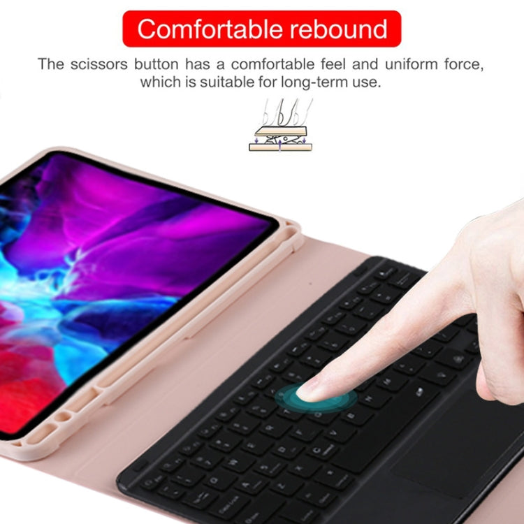 TG11BCS Detachable Bluetooth Black Keyboard Microfiber Leather Tablet Case for iPad Pro 11 inch (2020), with Backlight & Touchpad & Pen Slot & Holder, Black Keyboard