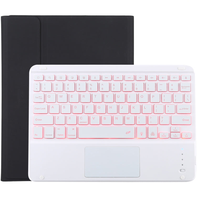 TG-102BCS Detachable Bluetooth White Keyboard + Microfiber Leather Tablet Case for iPad 10.2 inch / iPad Air (2019), with Touch Pad & Backlight & Pen Slot & Holder, White Keyboard