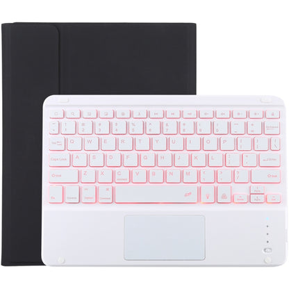 TG-102BCS Detachable Bluetooth White Keyboard + Microfiber Leather Tablet Case for iPad 10.2 inch / iPad Air (2019), with Touch Pad & Backlight & Pen Slot & Holder, White Keyboard