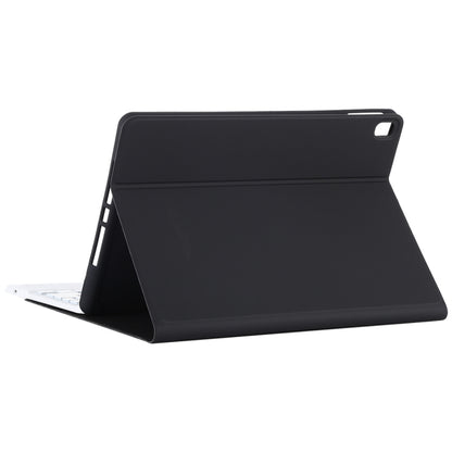 TG-102BCS Detachable Bluetooth White Keyboard + Microfiber Leather Tablet Case for iPad 10.2 inch / iPad Air (2019), with Touch Pad & Backlight & Pen Slot & Holder, White Keyboard
