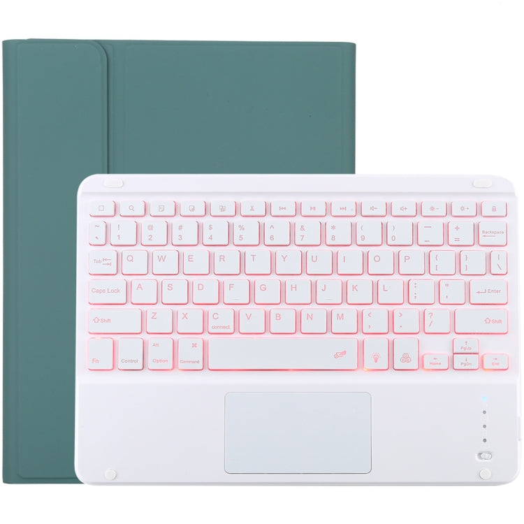 TG-102BCS Detachable Bluetooth White Keyboard + Microfiber Leather Tablet Case for iPad 10.2 inch / iPad Air (2019), with Touch Pad & Backlight & Pen Slot & Holder, White Keyboard