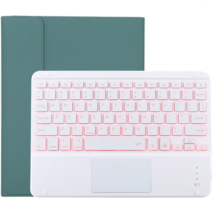TG-102BCS Detachable Bluetooth White Keyboard + Microfiber Leather Tablet Case for iPad 10.2 inch / iPad Air (2019), with Touch Pad & Backlight & Pen Slot & Holder, White Keyboard