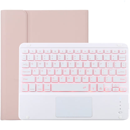 TG-102BCS Detachable Bluetooth White Keyboard + Microfiber Leather Tablet Case for iPad 10.2 inch / iPad Air (2019), with Touch Pad & Backlight & Pen Slot & Holder, White Keyboard