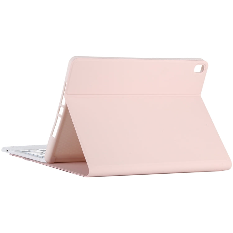 TG-102BCS Detachable Bluetooth White Keyboard + Microfiber Leather Tablet Case for iPad 10.2 inch / iPad Air (2019), with Touch Pad & Backlight & Pen Slot & Holder, White Keyboard