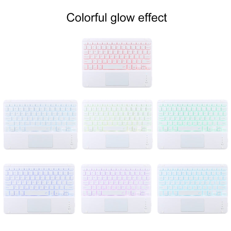 TG-102BCS Detachable Bluetooth White Keyboard + Microfiber Leather Tablet Case for iPad 10.2 inch / iPad Air (2019), with Touch Pad & Backlight & Pen Slot & Holder, White Keyboard