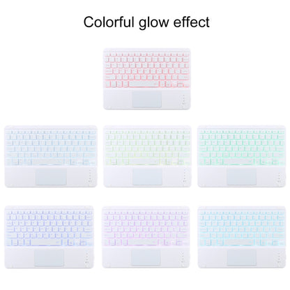 TG-102BCS Detachable Bluetooth White Keyboard + Microfiber Leather Tablet Case for iPad 10.2 inch / iPad Air (2019), with Touch Pad & Backlight & Pen Slot & Holder, White Keyboard