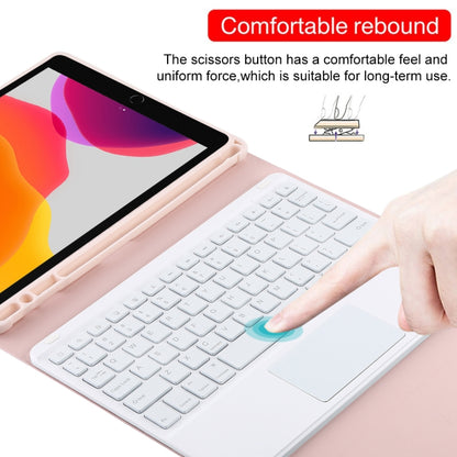 TG-102BCS Detachable Bluetooth White Keyboard + Microfiber Leather Tablet Case for iPad 10.2 inch / iPad Air (2019), with Touch Pad & Backlight & Pen Slot & Holder, White Keyboard