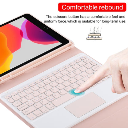 TG-102BC Detachable Bluetooth Pink Keyboard + Microfiber Leather Tablet Case for iPad 10.2 inch / iPad Air (2019), with Touch Pad & Pen Slot & Holder, Pink Keyboard