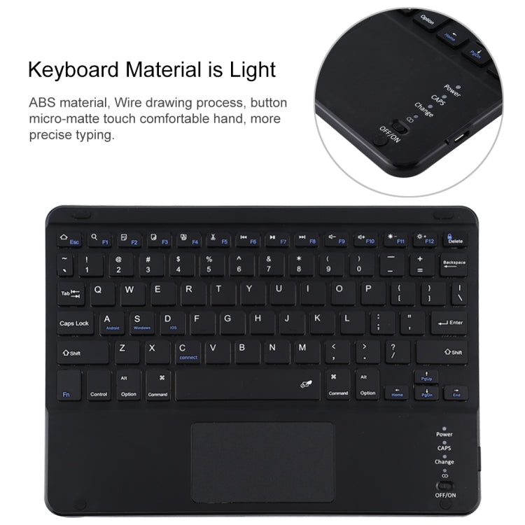 TG-102BC Clavier Bluetooth détachable noir + étui en cuir microfibre pour iPad 10,2 pouces / iPad Air (2019), avec pavé tactile et fente et support pour stylet, TG-102BC