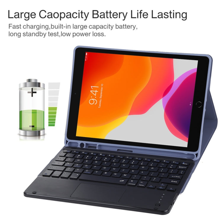 TG-102BC Clavier Bluetooth détachable noir + étui en cuir microfibre pour iPad 10,2 pouces / iPad Air (2019), avec pavé tactile et fente et support pour stylet, TG-102BC