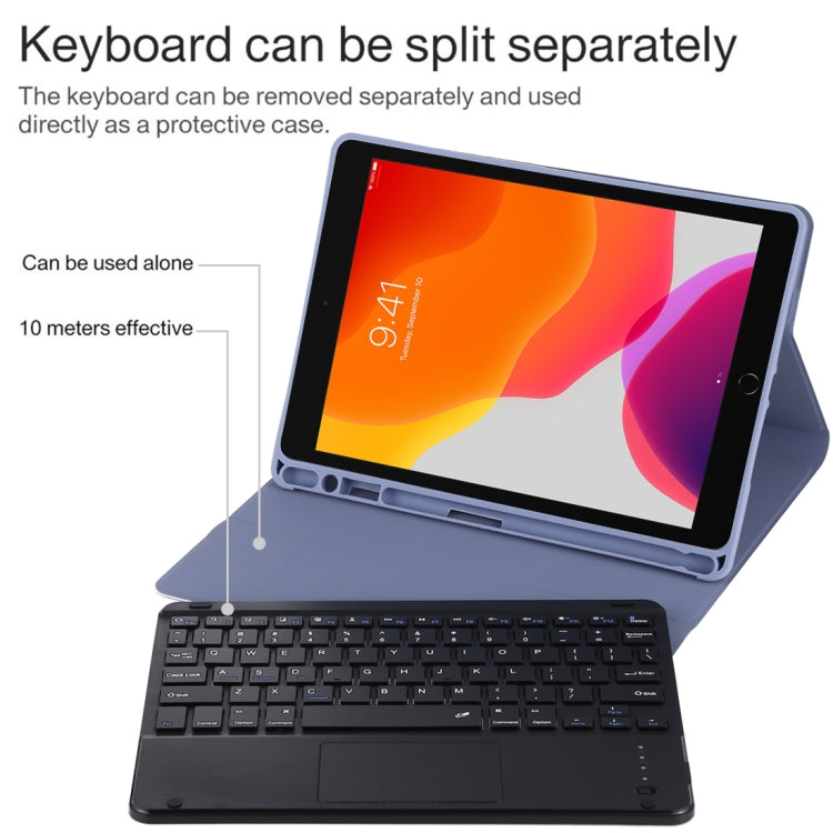 TG-102BC Clavier Bluetooth détachable noir + étui en cuir microfibre pour iPad 10,2 pouces / iPad Air (2019), avec pavé tactile et fente et support pour stylet, TG-102BC